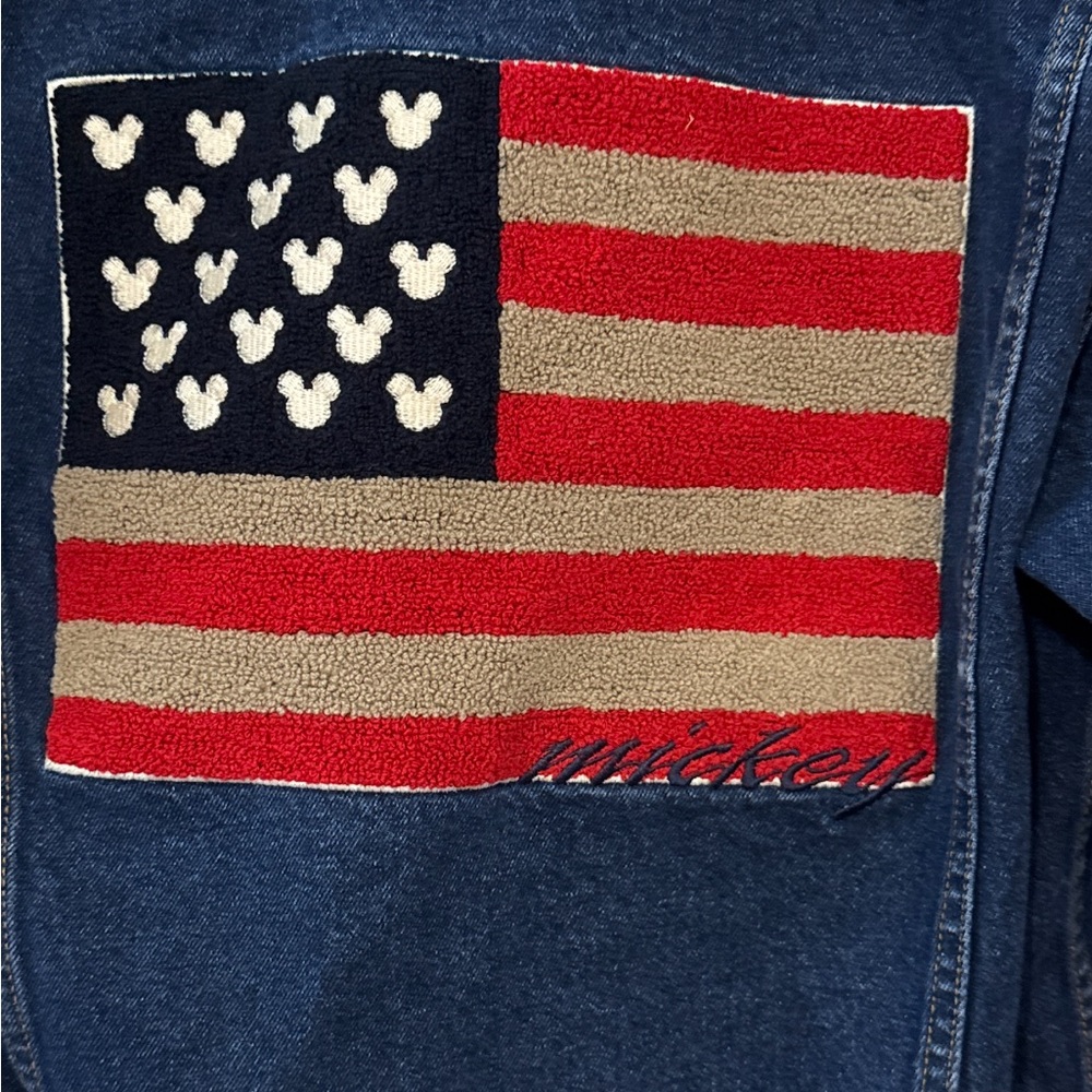 Vintage Disney Mickey Mouse American Flag Oversized Denim Jacket, Size Small. - Picture 6 of 16